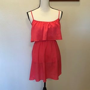 Ali & Kris pink peplum mini dress layered spaghetti straps summer